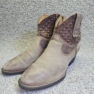 Born Side Zip Ankle Boot Women's 6 M 36.5 EU Heeled Brown Leather Booties